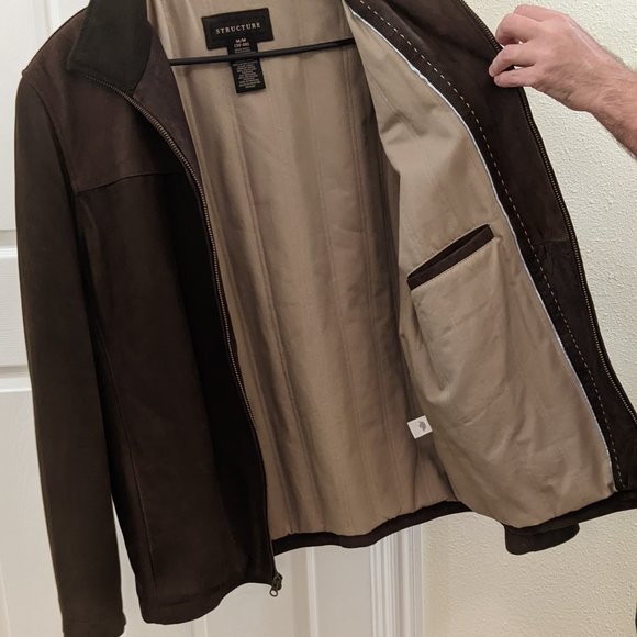 Men's medium size 38-40 brown genuine leather jacket - Picture 4 of 9